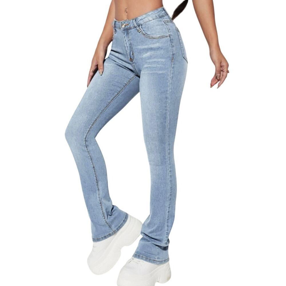 Slant Pocket Flare Leg Jeans in Blue, Size XS/2